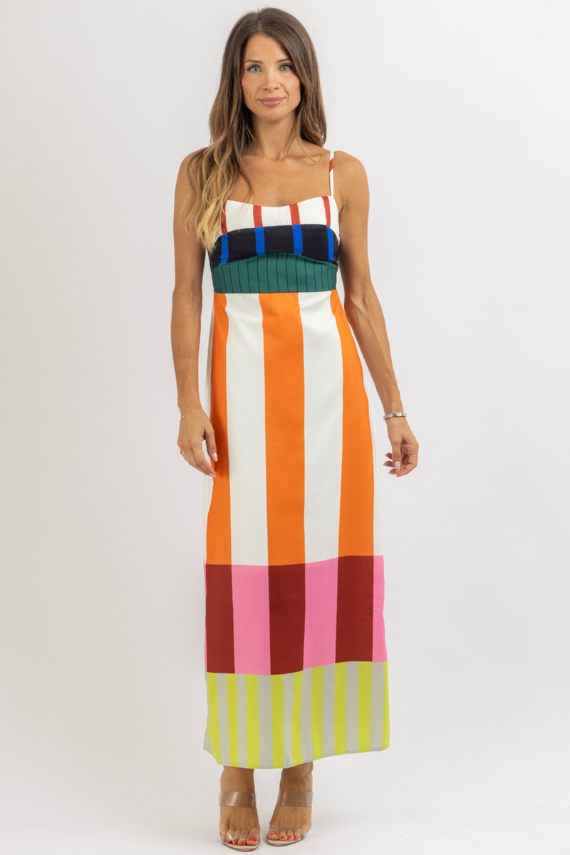 SATYA STRIPED MIDI DRESS