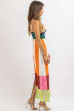 SATYA STRIPED MIDI DRESS