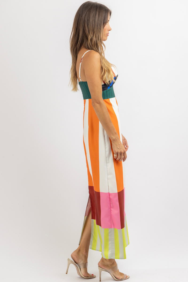 SATYA STRIPED MIDI DRESS