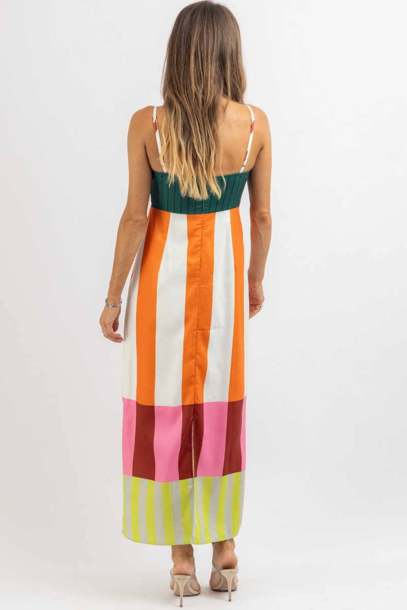 SATYA STRIPED MIDI DRESS