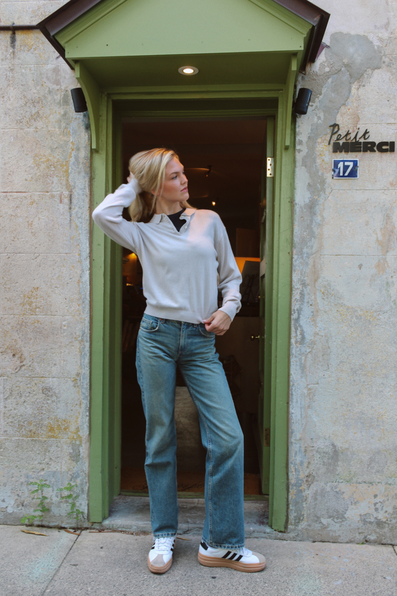 NANCY ECRU KNIT TOP