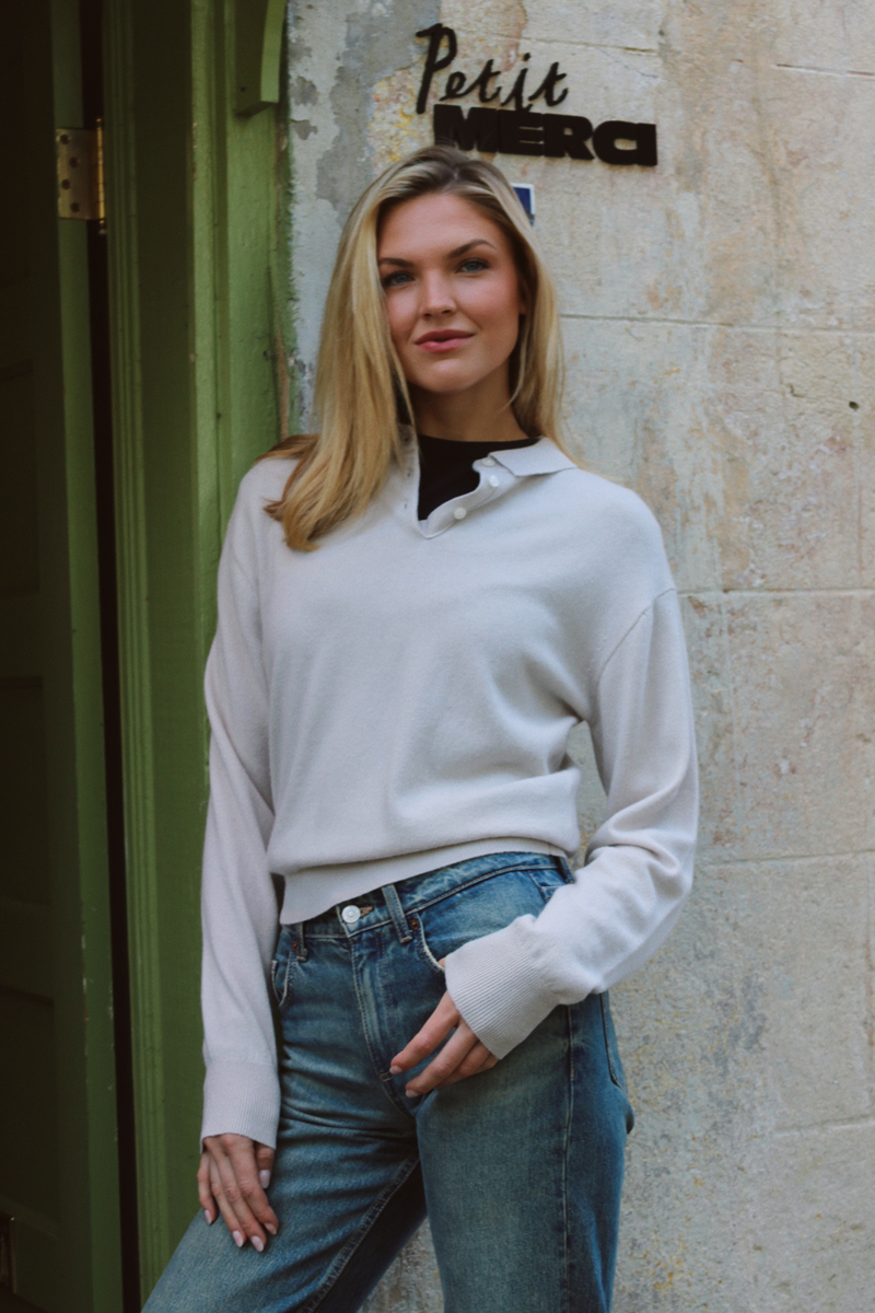 NANCY ECRU KNIT TOP