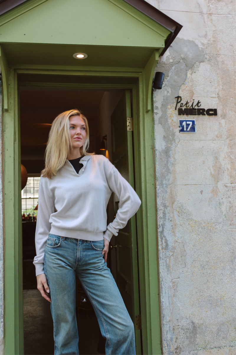 NANCY ECRU KNIT TOP