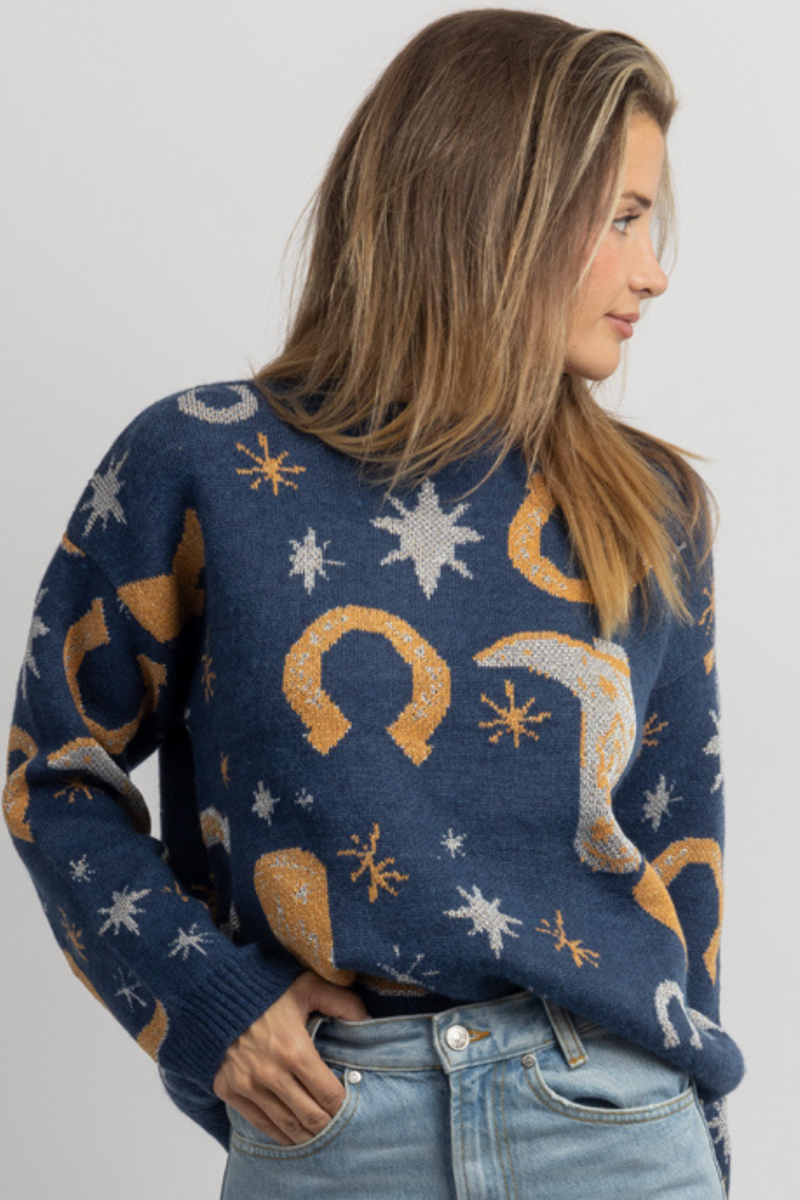 ISN'T SHE LUCKY NAVY SWEATER