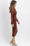 COSMIC BROWN LINED LONG SLEEVE DRESS *BACK IN STOCK*