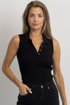 NOLAN BLACK BUTTON KNIT TANK