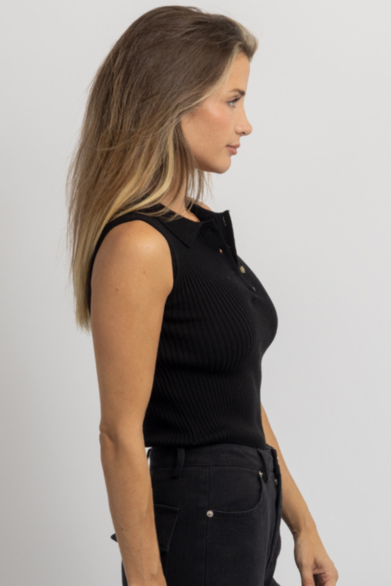 NOLAN BLACK BUTTON KNIT TANK