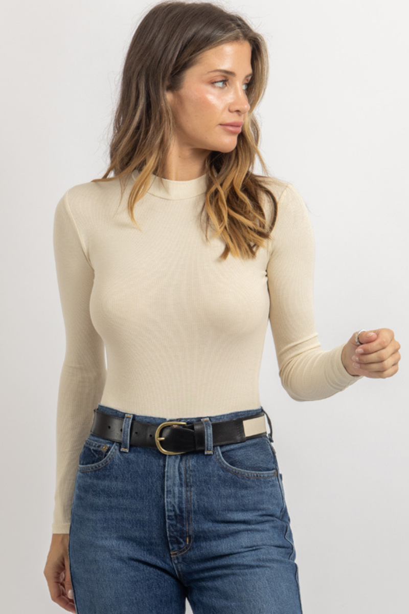 NOVA ECRU RIBBED BODYSUIT