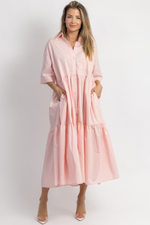 NOT A CLOUD BABY PINK TIERED DRESS