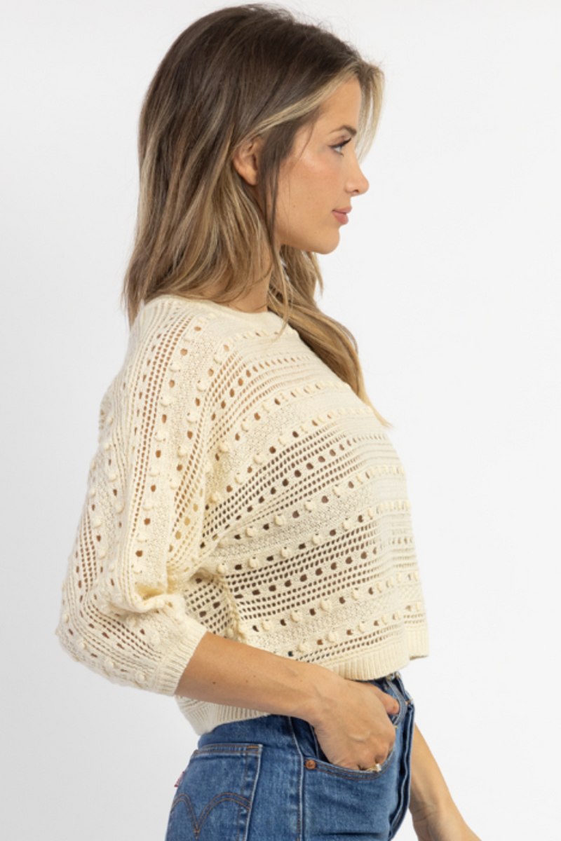 Buy Cream Long Sleeve Crochet Top from Next