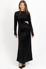 ON THE FRITZ SEQUIN MOCKNECK MAXI DRESS