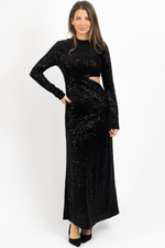 ON THE FRITZ SEQUIN MOCKNECK MAXI DRESS