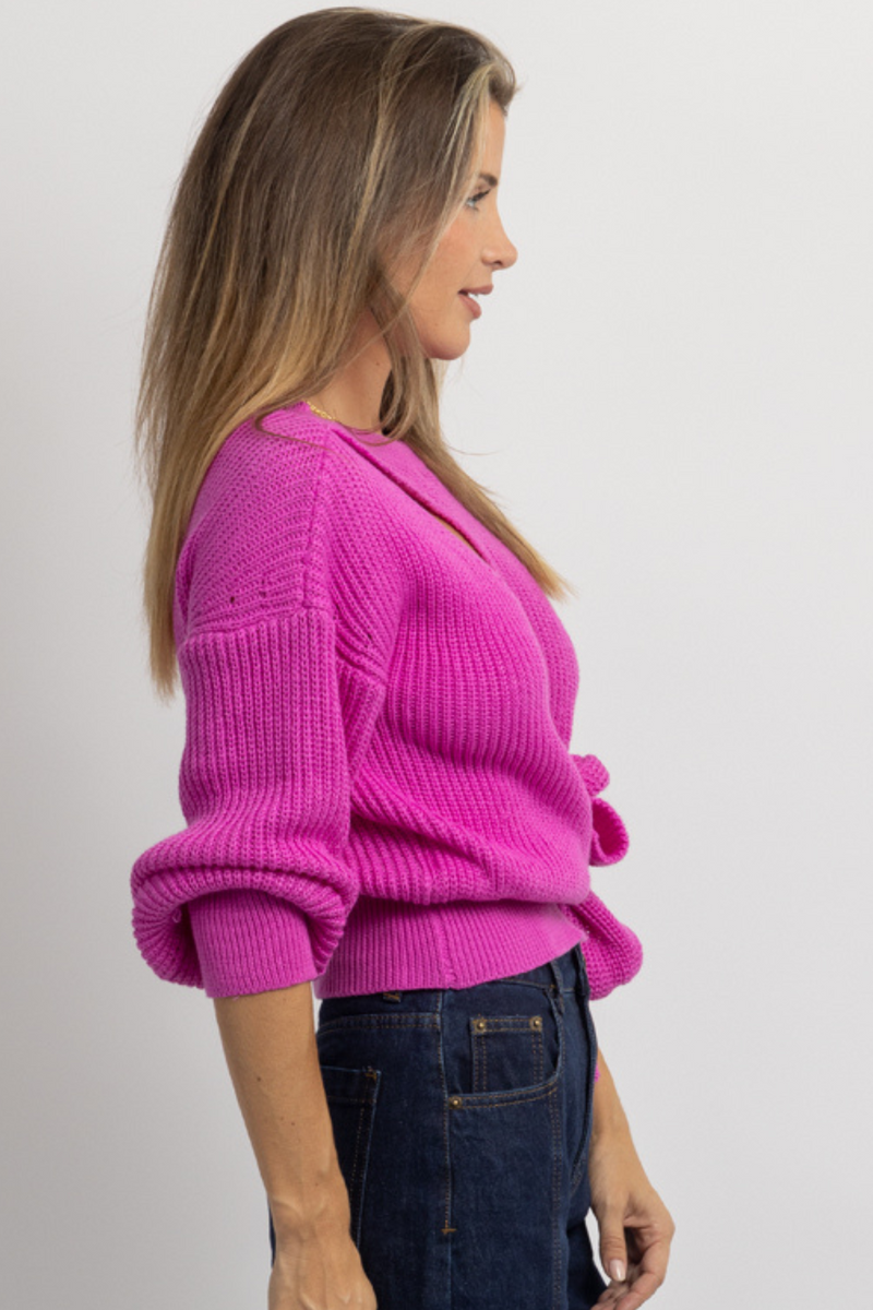 ORCHID SLANT SELF-WRAP KNIT TOP *BACK IN STOCK*