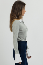 OXFORD FLARE SLEEVE KNIT TOP