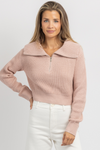 PAXTON MAUVE COLLARED KNIT TOP
