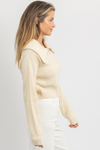 PAXTON CREAM COLLARED KNIT TOP