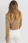 PAXTON MOCHA COLLARED KNIT TOP