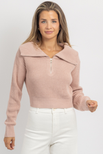 PAXTON MAUVE COLLARED KNIT TOP