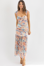 SKY PEACH FLORAL MAXI DRESS