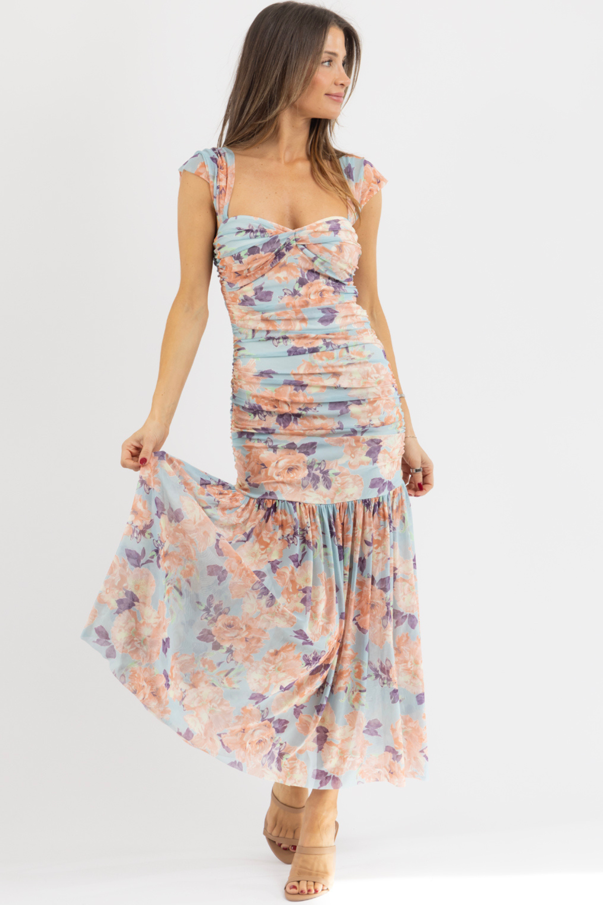 SKY PEACH FLORAL MAXI DRESS – L'ABEYE