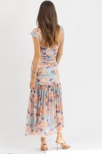 SKY PEACH FLORAL MAXI DRESS