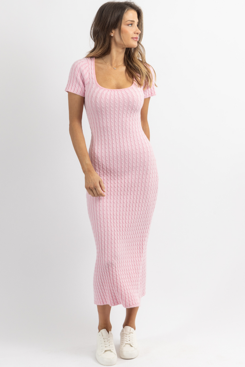 VEDA PINK CABLEKNIT DRESS