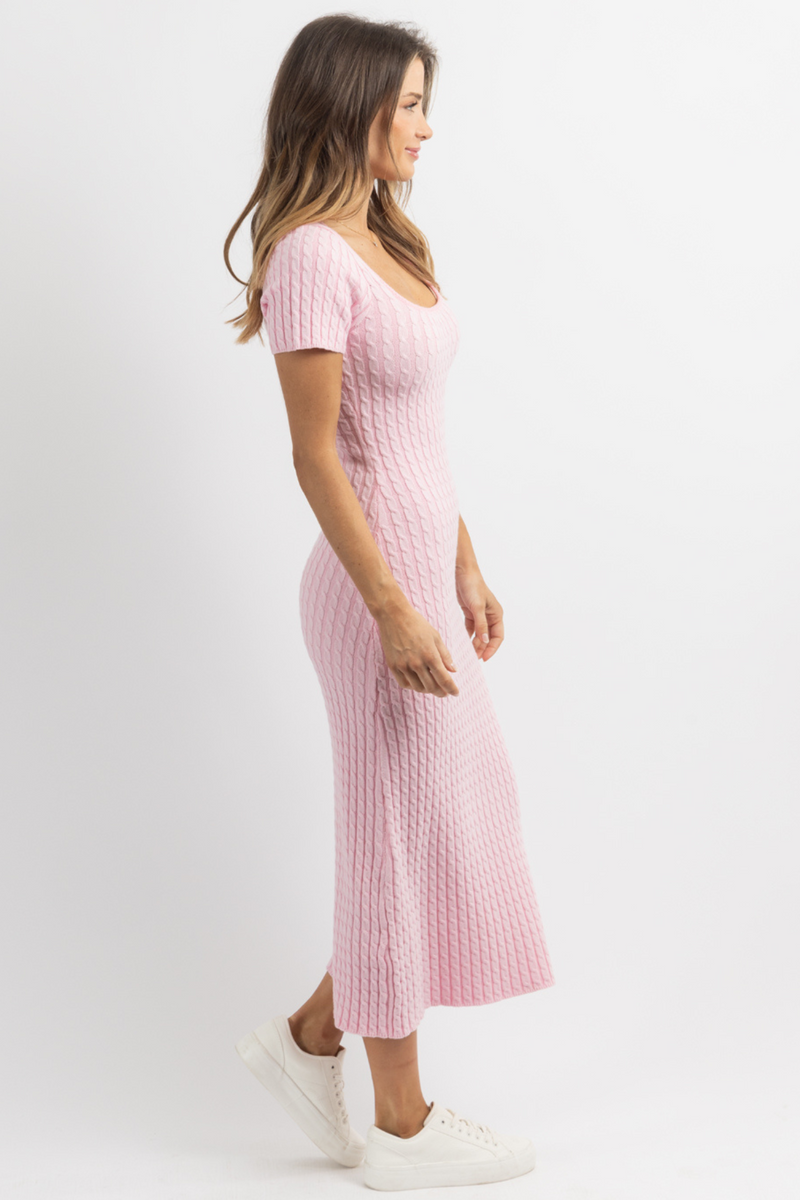 VEDA PINK CABLEKNIT DRESS