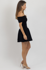 PIPPA BLACK OFF SHOULDER MINI DRESS