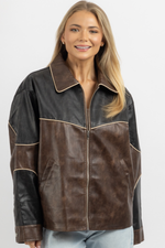 POLLY ESPRESSO LEATHER JACKET