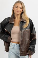 POLLY ESPRESSO LEATHER JACKET