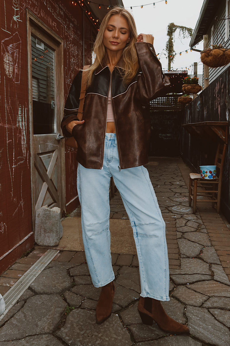 POLLY ESPRESSO LEATHER JACKET