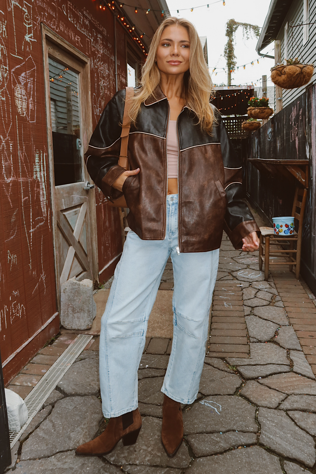 POLLY ESPRESSO LEATHER JACKET