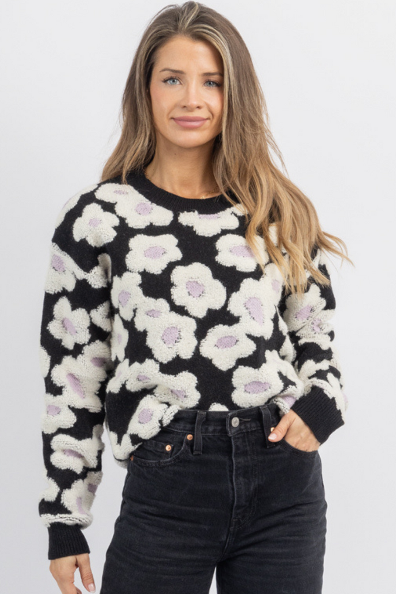 PROVINCETOWN BLACK FLORAL SWEATER