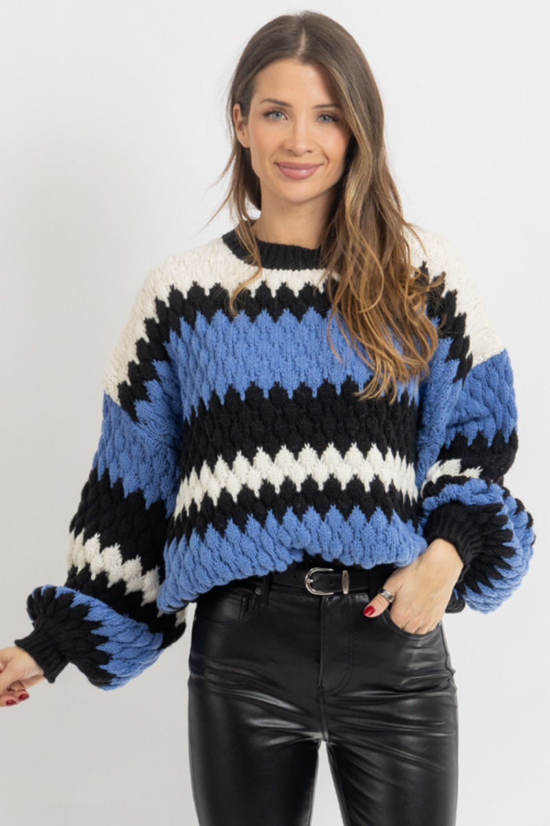 DEEP BLUE CHUNKY SWEATER