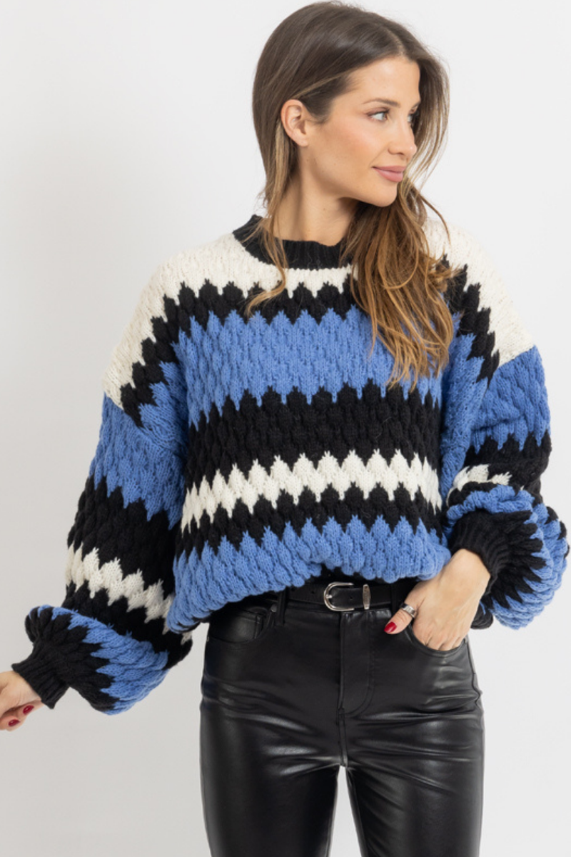 DEEP BLUE CHUNKY SWEATER