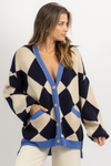 QUINN CONTRAST BUTTON CARDIGAN