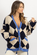 QUINN CONTRAST BUTTON CARDIGAN