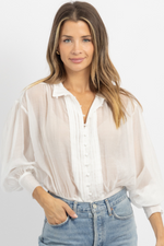 RAE IVORY RUFFLED BUTTON BLOUSE *BACK IN STOCK*