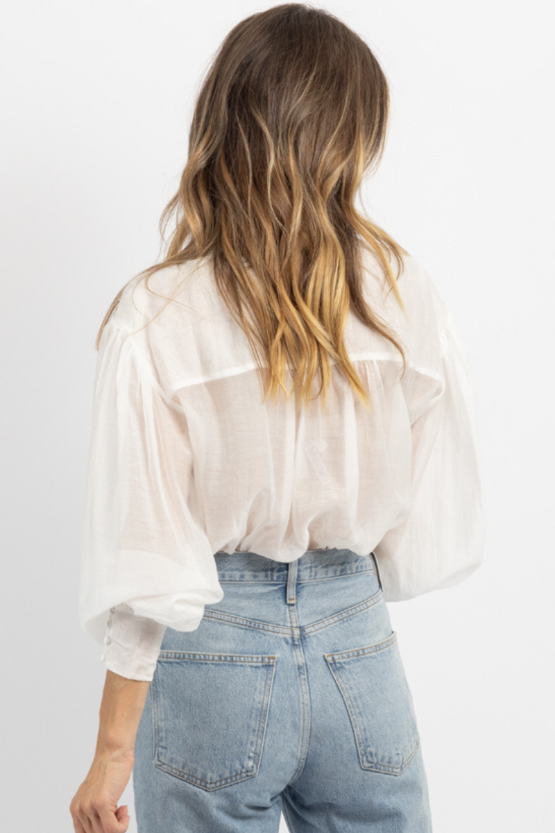 RAE IVORY RUFFLED BUTTON BLOUSE *BACK IN STOCK*
