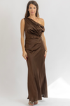 RAVEN BROWN ONE SHOULDER DRESS