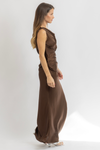 RAVEN BROWN ONE SHOULDER DRESS