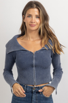 RAVEN NAVY ZIPPERED TOP