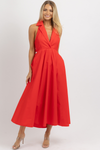 SAYLOR RED COLLARED MIDI DRESS