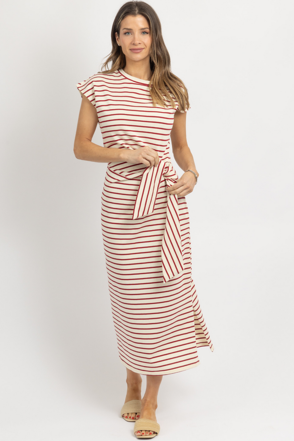 BOULEVARD STRIPED KNOTTED DRESS