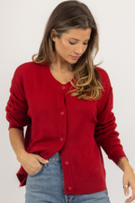 COZY UP RED CARDIGAN