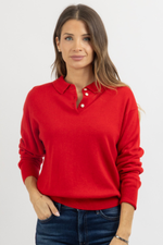 NANCY RED KNIT TOP