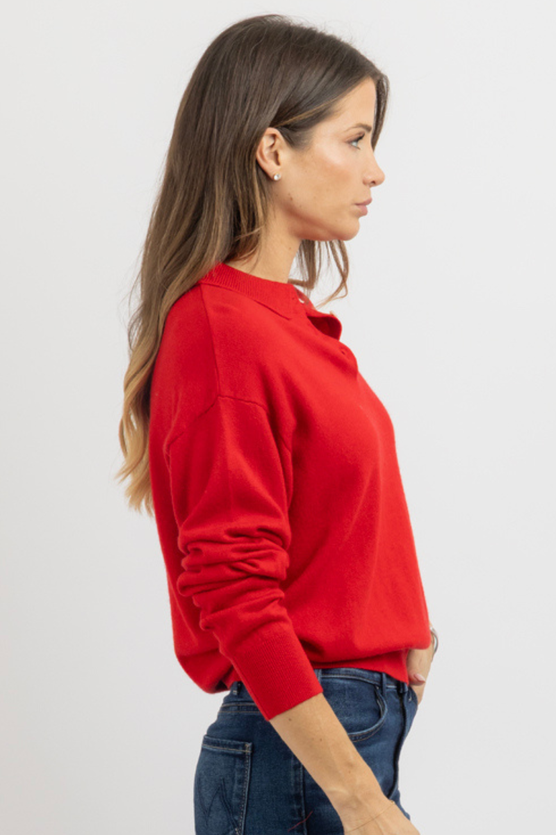 NANCY RED KNIT TOP