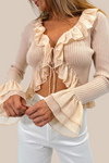 REIGN TAUPE RUFFLE TIE TOP *RESTOCK COMING SOON*