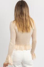 REIGN TAUPE RUFFLE TIE TOP *RESTOCK COMING SOON*