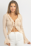 REIGN TAUPE RUFFLE TIE TOP *RESTOCK COMING SOON*